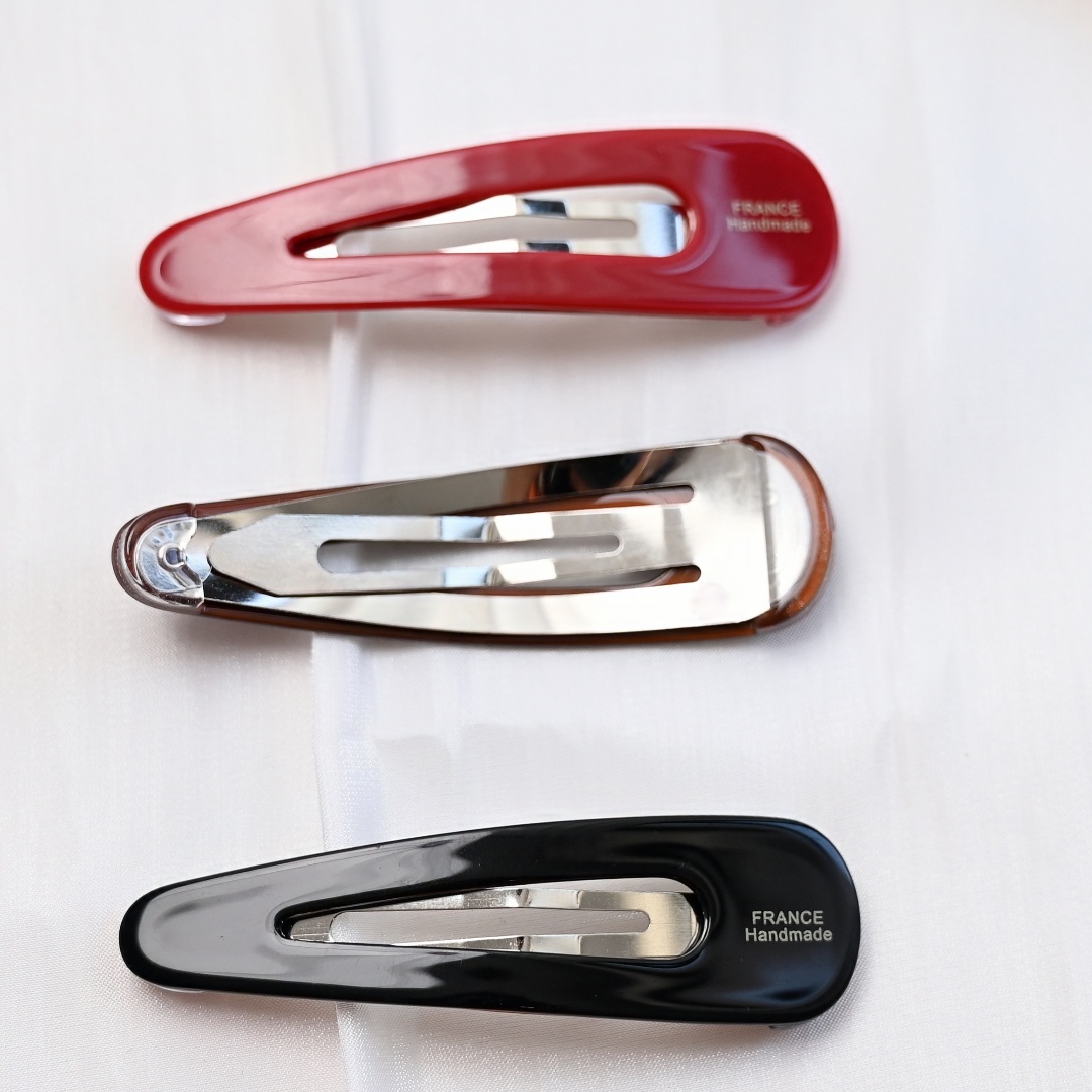 Czerwone spinki robić włosów Czarne klipsy dla dziewczynek i kobiet Acetatowe spinki robić włosów w kształcie kropli wody Akcesoria robić włosów o długości 7,3 cm