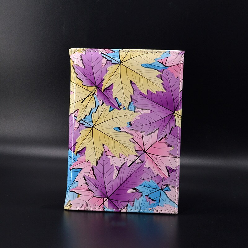 Söt lönnlöv kvinnor passfodral resor pu läderfodral för pass reseplånbok pasportskydd passportfodralhållare