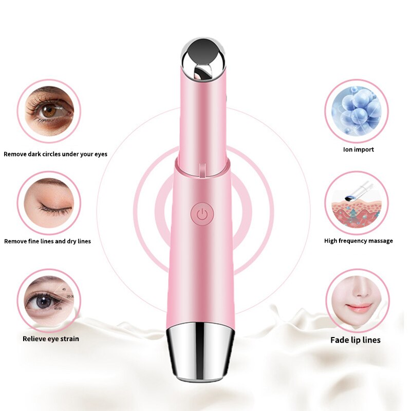 Appareil de Massage des yeux électrique lèvre masseur du visage enlèvement cercle foncé élimination des poches Vibration mince visage Anti-rides (rose)