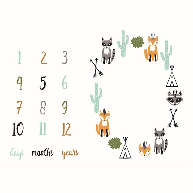 Baby Baby Milestone Deken Foto Fotografie Prop Dekens Achtergrond Doek Kalender Bebe Jongen Meisje Foto Accessoires 100X100 Cm: BPP03