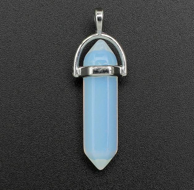 YYW DIY Bullet Real Rose Stone Clear Crystal Opal Pink Quartz Unakite Lapis Lazuli Healing Point Chakra Stone Pendant