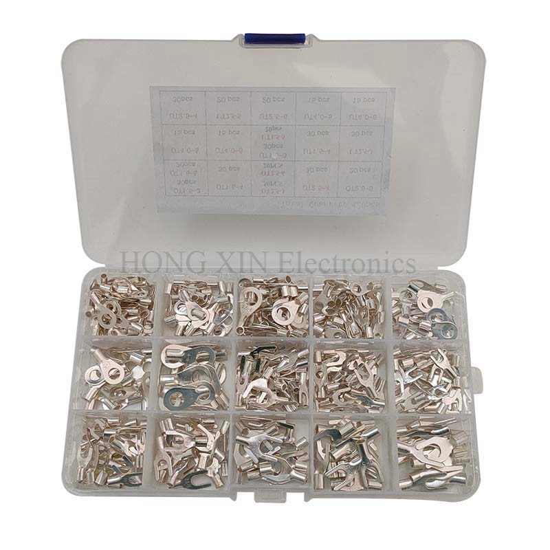 420pcs/Set cable lugs set fork cable lugs crimp Uninsulated terminals set U ring cable lug assortment cable wire connector crimp