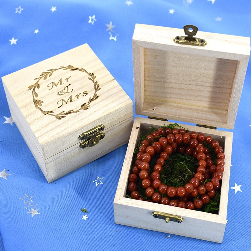 Bröllop tillbehör rustikt bröllop trä romantisk ring box hållare mr mrs brev vigselring bärare box smyckesfodral