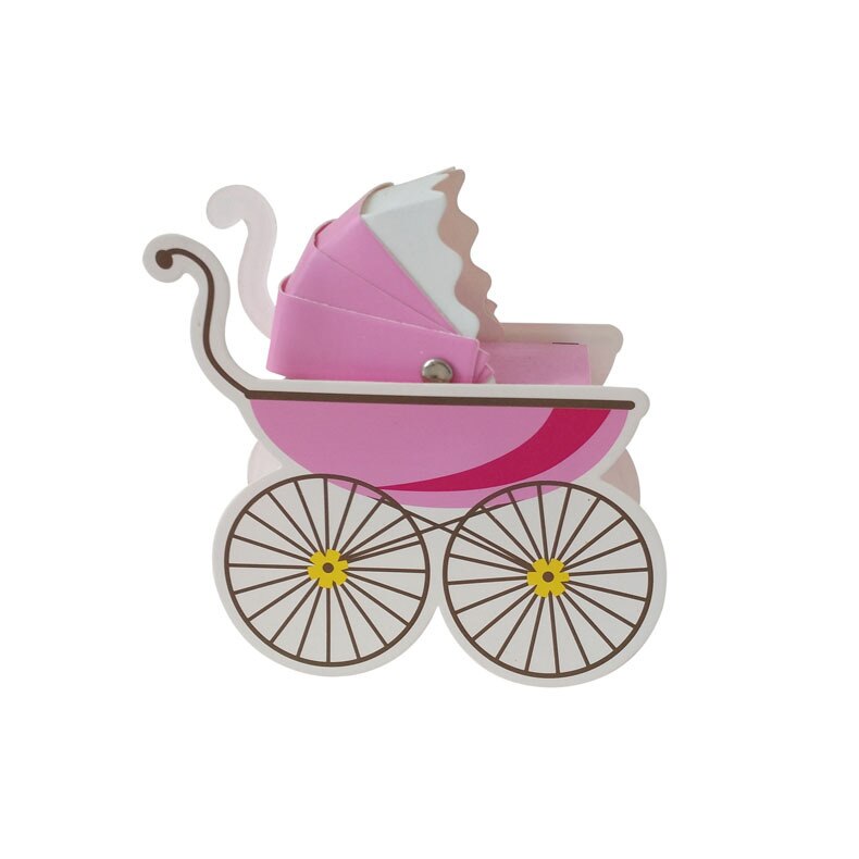 Kinderwagen Kinderwagen Baby Shower Gunst Karton Doos Kinderen Day Party Decoratie Snoep Zoete Houder: 10pcs / Roze