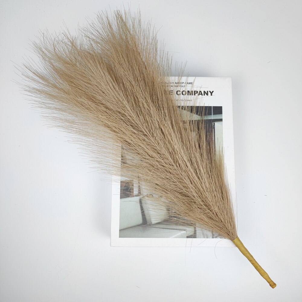 Faux Pampas Grass 17''/44cm Short Pampas Grass for Boho Home Office Decoration Artificial Reed for Floral Arrangement Vase Fills: Brown  1pc