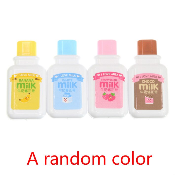 1Pc Cartoon Populaire Mini Kleine Fles Melk Correctie Tape Veranderd Tapes School Schrijven Corrector Gereedschap: milk bottle