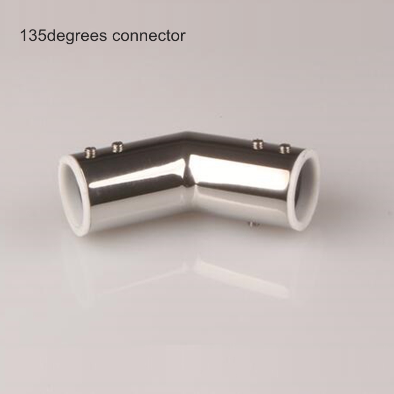 Stainless Steel Glass Fixed Clip Shower Room Pull Rod Fittings Bathroom Flange Seat Pull Rod Hanger Glass Clamp Link Glossy: 135degrees connector