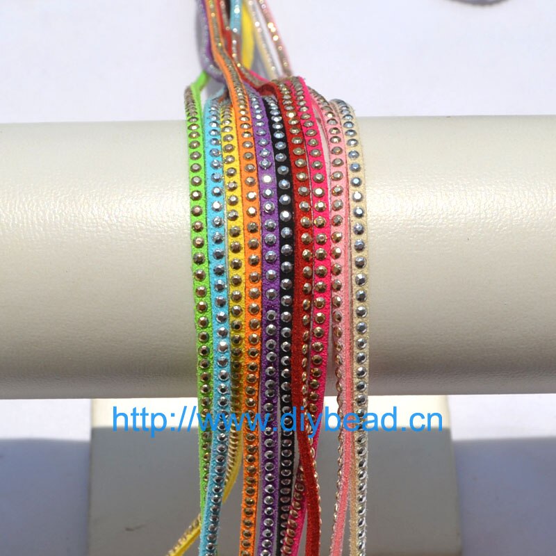 DIY Handwerk Echtem 5m mix Farben Weiche Lederband Mit Strass Neue Stil Punk Wildleder Spitze Samt Gewinde Cords taille Gürtel