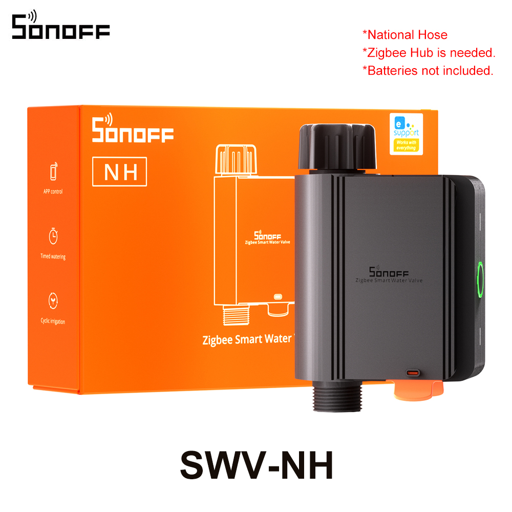 Válvula de agua inteligente SONOFF SWV Zigbee Interruptor de riego con temporizador inteligente Seguimiento de datos históricos de 6 meses Soporte Plataformas de código abierto:  Opción1