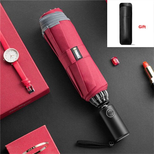 Xiaomi Zuodu Reflektierende Regenschirm männer Automatische Regenschirm Lampe Umge Weibliche sonnig Regen Klapp Automatische UV Großen Regenschirm: Nein LED rot