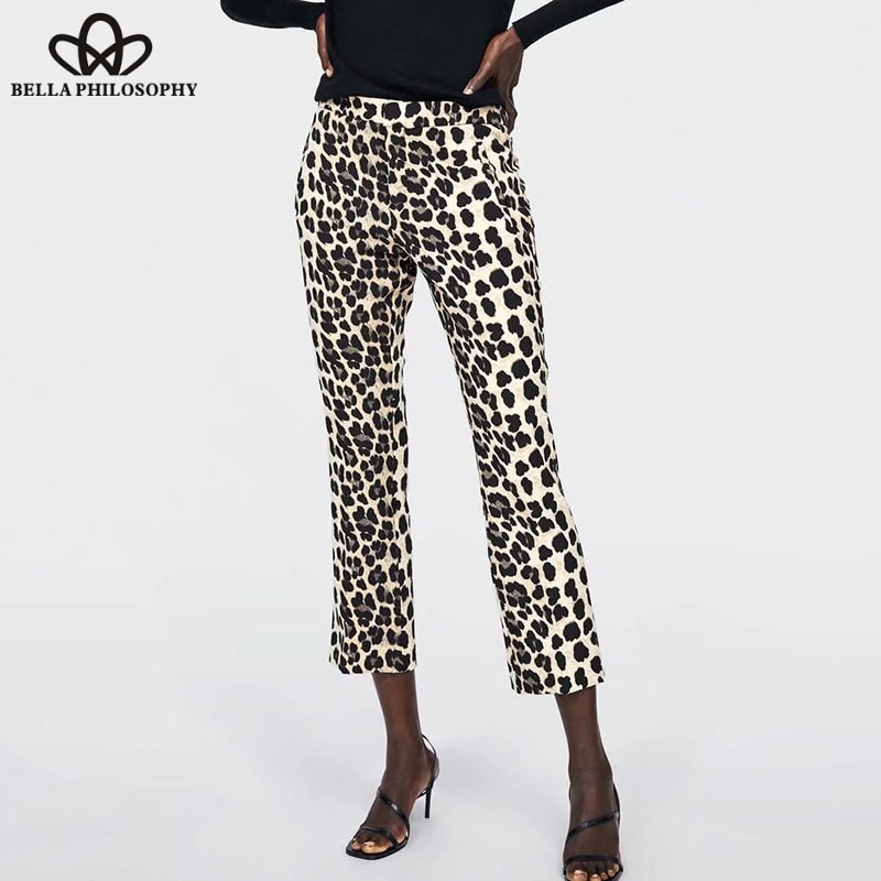 Damen Pyjama Hose Leoparden Print - Bequeme Schlafhose Mit Hochbund
