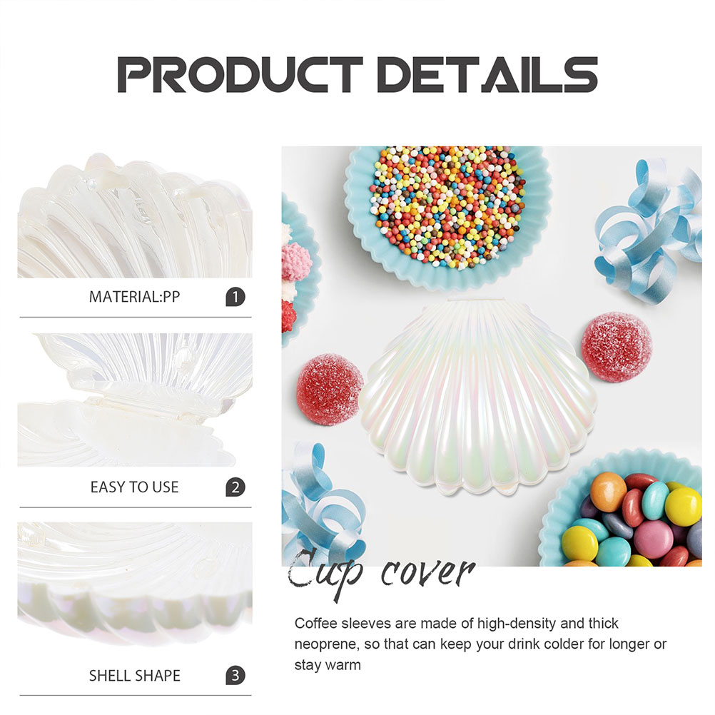 20 Pcs Shells Candy Box Sea Shell Holder Mermaid Party Decor Table Containers Plastic Jars Shells Dish Popcorn Seashell