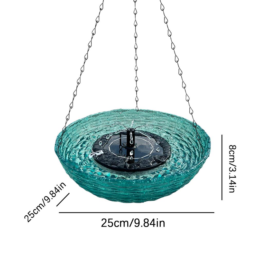 Solar Bird Bath Hangable Bird Bath Tray Solar Hummingbird Fountain Bath Bubbler Balcony Bird Bath Bowl For Terrace Courtyard: Blue