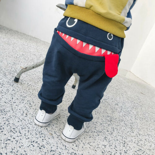Toddler Kids Baby Boys Big Mouth Monster Print Harem Pants Bottom Trousers Clothes for 0-4Y: Navy Blue / 12M