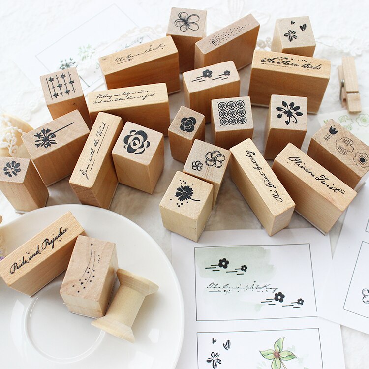 Moodtape vintage træ klart stempel engelsk kontrakt blomst til gør-det-selv scrapbog/fotoalbum dekorativt stempel gummistempel segl