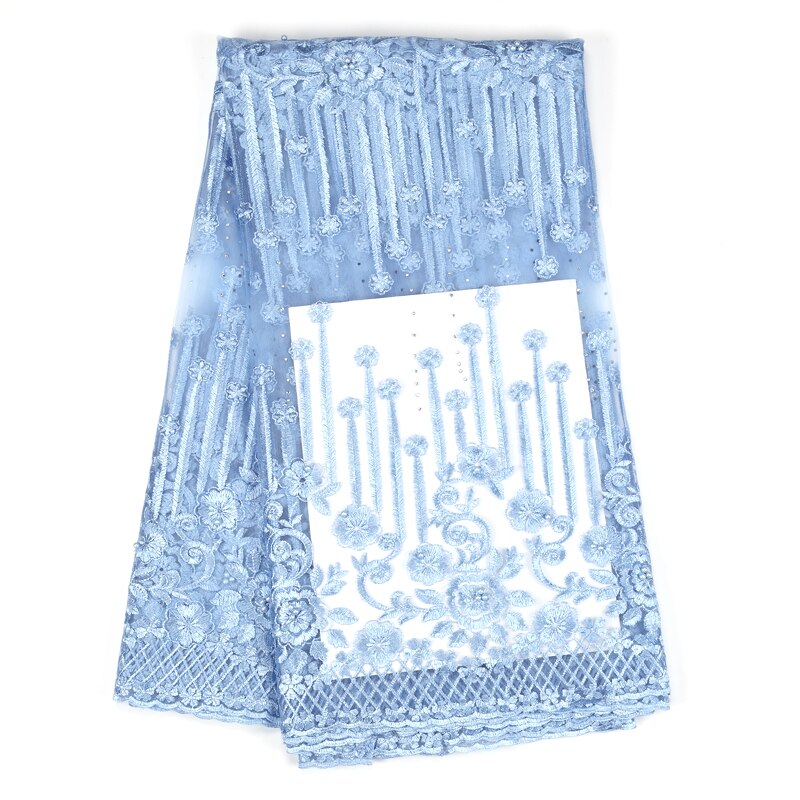 Afrykańskie tkaniny francuskie koronki tkaniny i zroszony tkaniny robić wiercenia wody sukienka haftowany tiul koronka tkaniny 5 metrów/zestaw: zielony