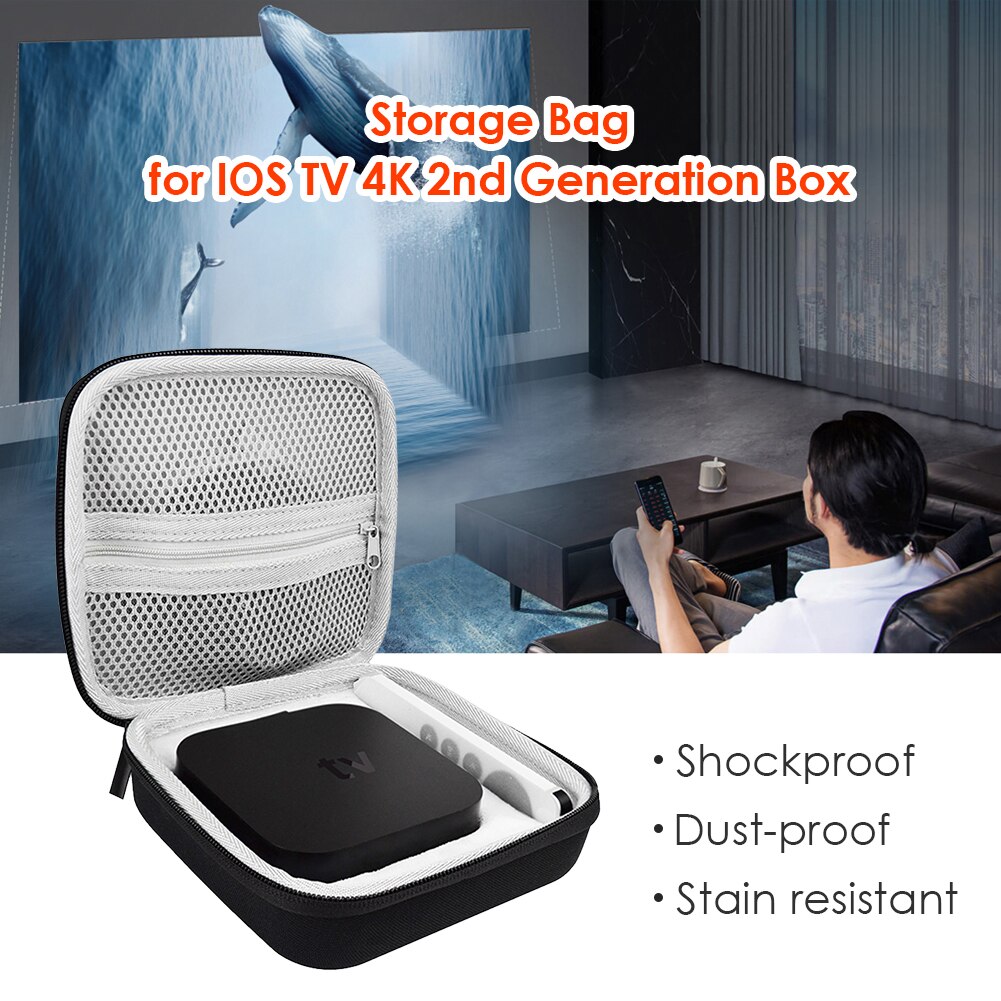 portátil Estuche de transporte para Apple TV 4K 2nd generación caja de control remoto de viaje protectora funda de transporte difícil almacenamiento con de concha bolsa
