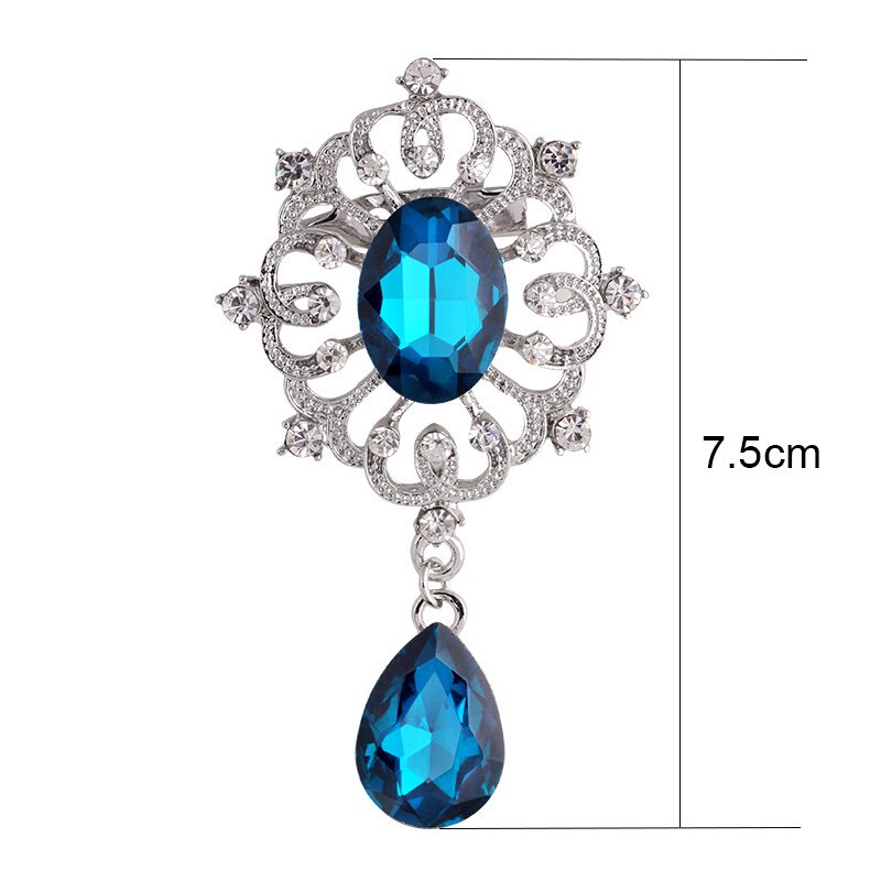 SINLEERY Gothic Style Red Black Blue Oval Big Stone Brooches For Women AAA Cubic Zircon Pins Jewelry Accessories ZD1 SSG: XZ144A