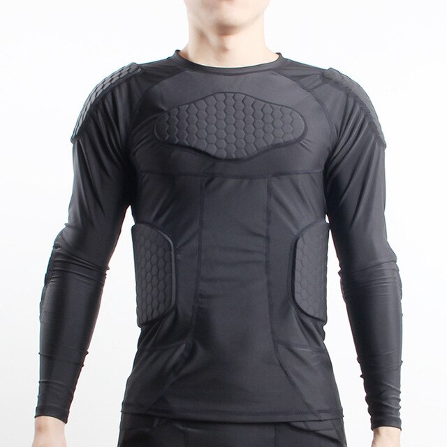 Mannen Sport Kneepad Elleboog Shock Guard Compressie Padded Shorts Shirt Vest Set Voetbal Basketbal Beschermende Gear Borst Rib Guards