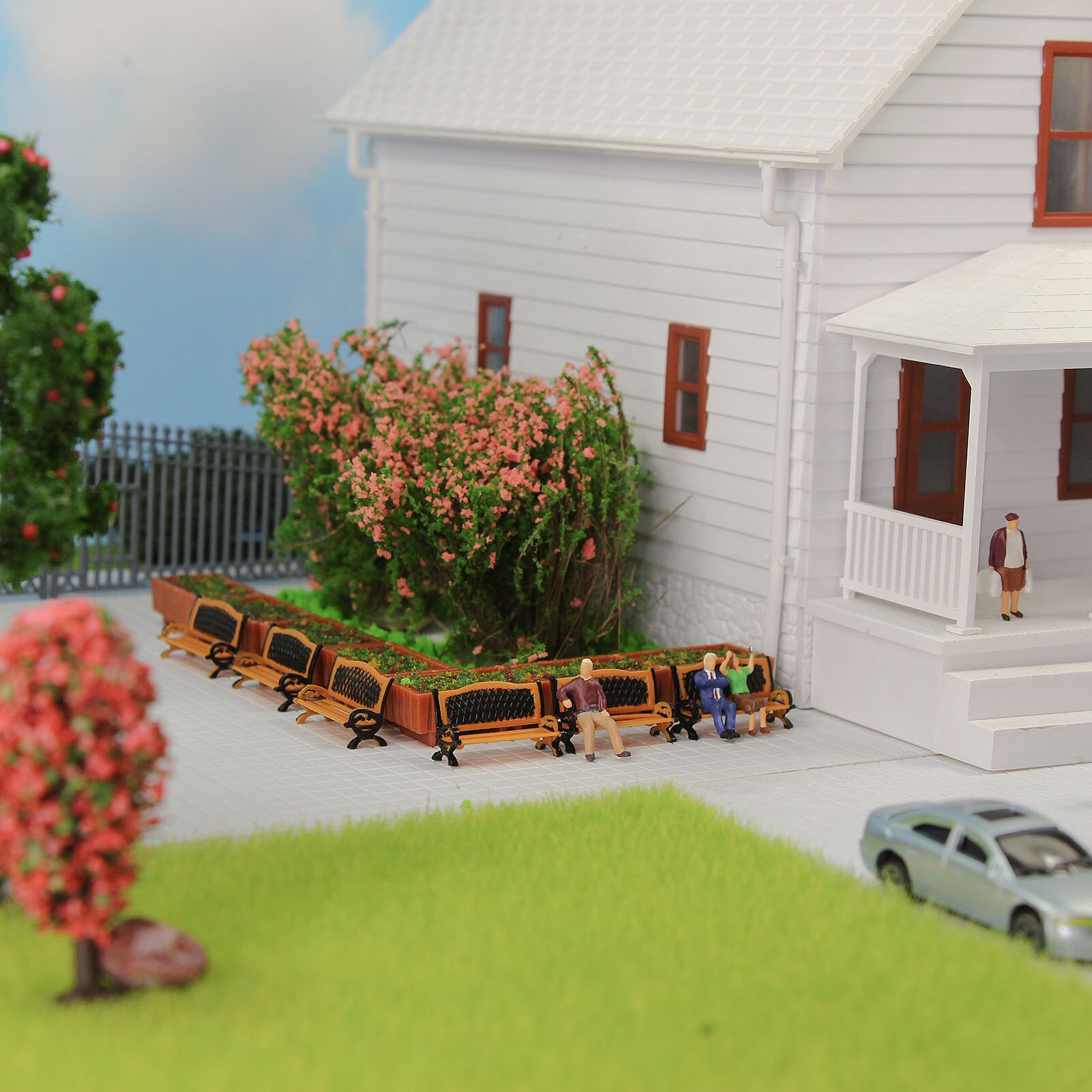 12 stk modell togplattform park gate seter benk stol sofa 1:87 ho skala  zy35087 gårdsstoler jernbane modellering