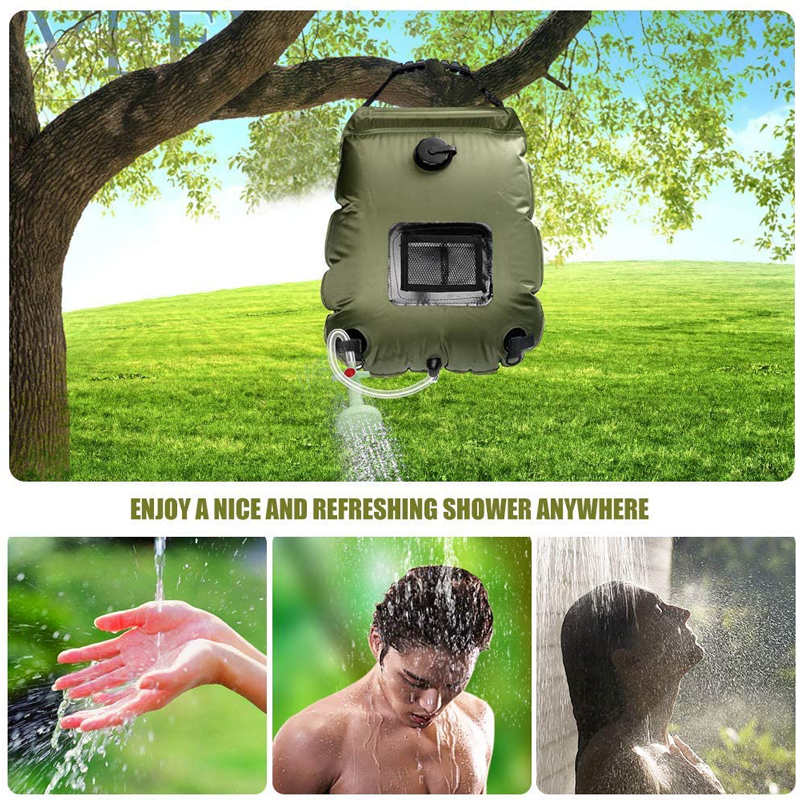Bolsa de ducha portátil para acampar, bolsa de ducha Solar de 20l para acampar al aire libre y viajar