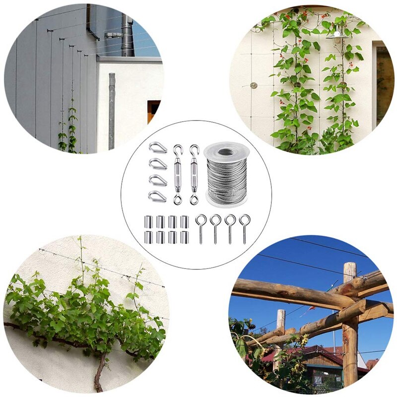 19Pcs Garden Wire Rope Turnbuckle Wire Tensioner Strainer Wire Eye Straps Wire Cable Kit Wire Fence Roll Kit