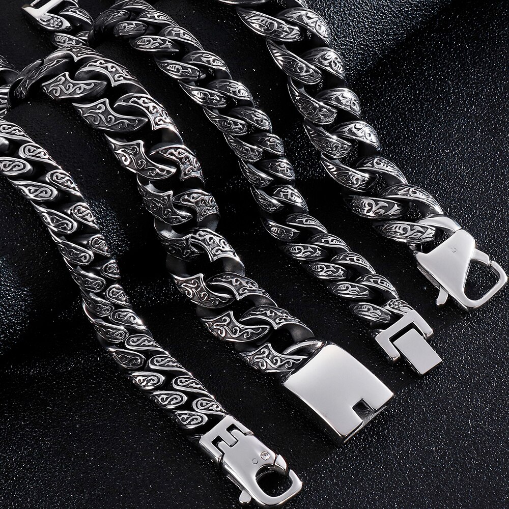 Massive Heavy Stainless Steel Bracelet Male Mens Chain Bracelets Metal Bangles For Men Armband Hand Jewelry For Boyfriend