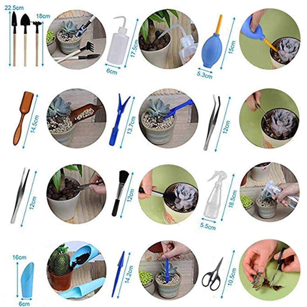 Succulent Plants Tools Mini Garden Hand Tools Set Transplanting Tools Miniature Planting Gardening Tool Set For Indoor Miniature