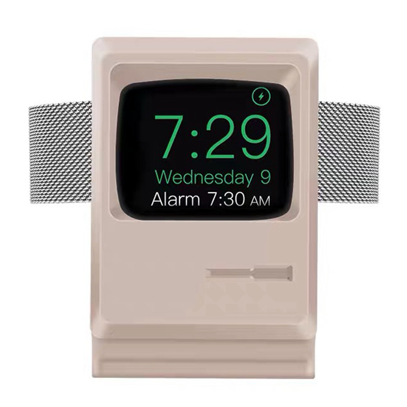 Retro Siliconen Charger Stand Houder Station Dock Voor Apple Horloge Serie 7 6 5 4 Se Iwatch Opladen Ondersteuning Beugel cradle Minions: Pink