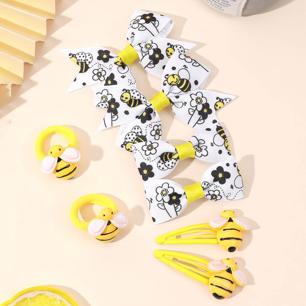 8-delige set schattige bijen haarclips voor meisjes, mini bijen decoratie strik haarclips, klik haarclips en haarbandjes set haaraccessoires