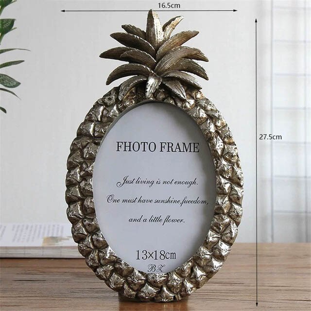 Handmade Vintage Golden Pineapple Photo Frame 3/6/7Inch Resin Picture Frame Home Decoration Geometric Picture Frames Ornaments: 1-7inches
