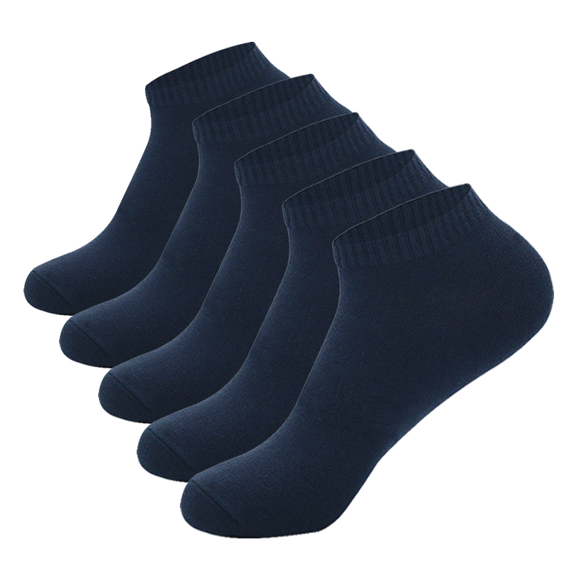 5 Paar Low Cut Heren Sokken - Ademend Katoen Enkelsokken - Zakelijk Sport Casual: M / Marineblauw