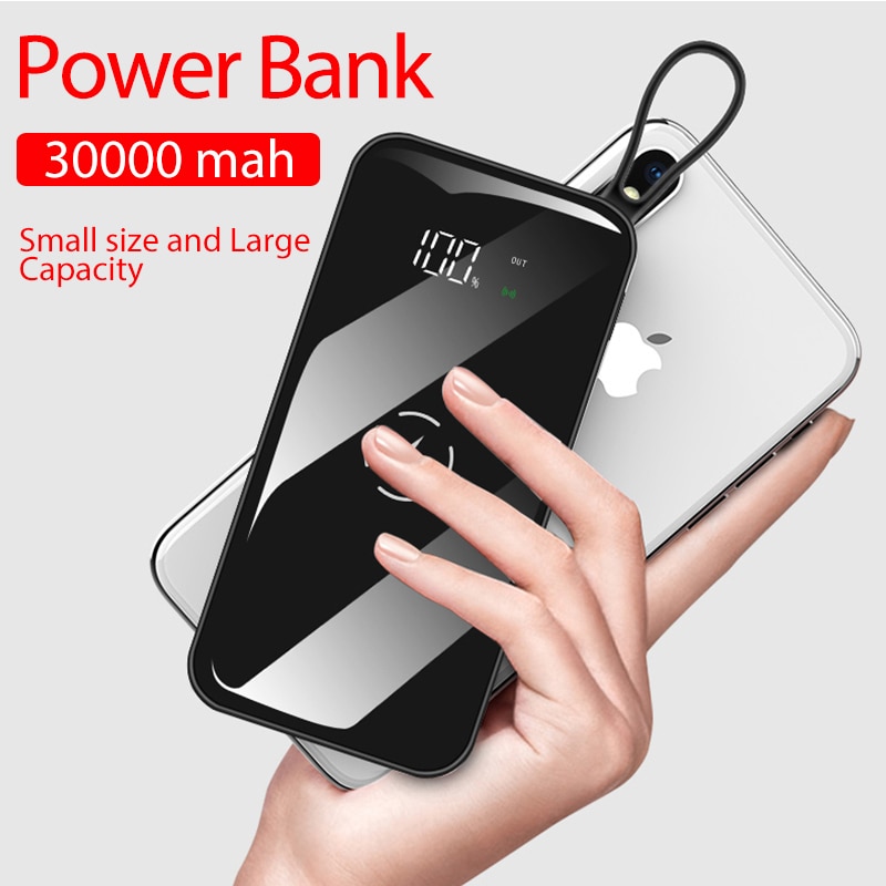 30000 Mah Dual Usb Draadloze Power Bank Waterdichte Full Screen Portable Voor Alle Telefoon Snel Opladen Externe Batterij Powerbank