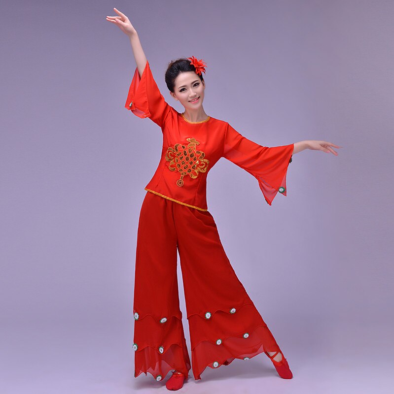 Hmong Clothes Dance Costumes Sequined Fan Dance Costume Chinese Folk Yangko Drum Spring Festival Performance