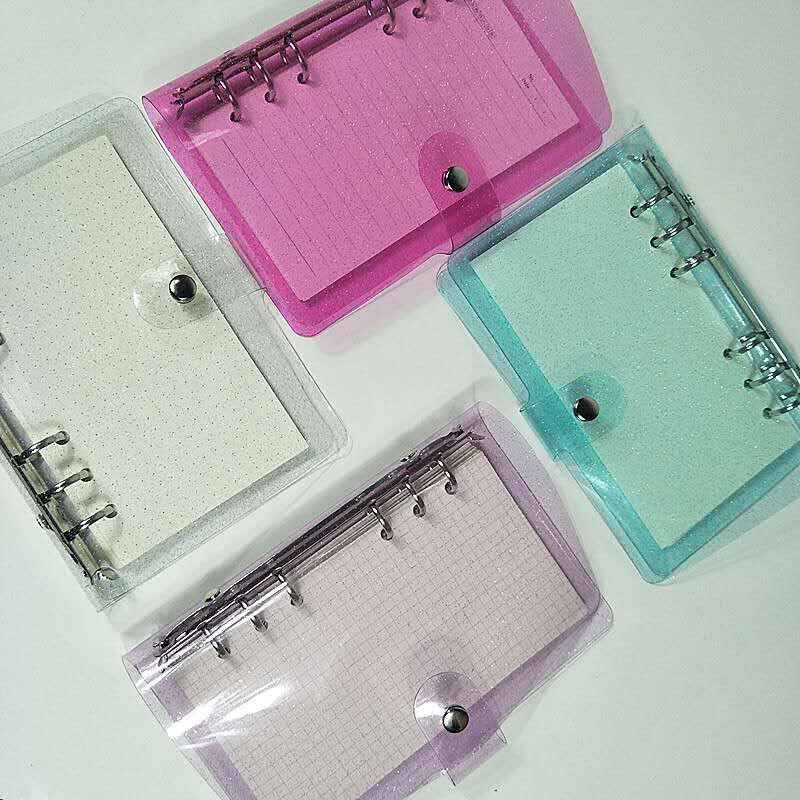 A5A6A7 New Arrival lśniąca okładka Notebook przezroczysty pcv okładka notesu luźny pamiętnik cewki pierścień Planner Waterproo