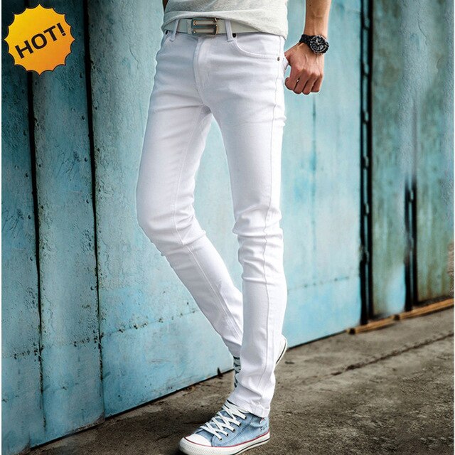 2022 slanke hvide jeans til mænd til mænd og #39 ;s bukser herre fritidsbukser skinny pencil bukser drenge hip hop pantalon homme: 30