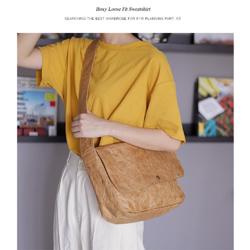 Lona kraft papel mensageiro ombro sacos de compras para as mulheres 2021 bolsas bolsa feminina meninas retro dobrar compras casuais carteiras
