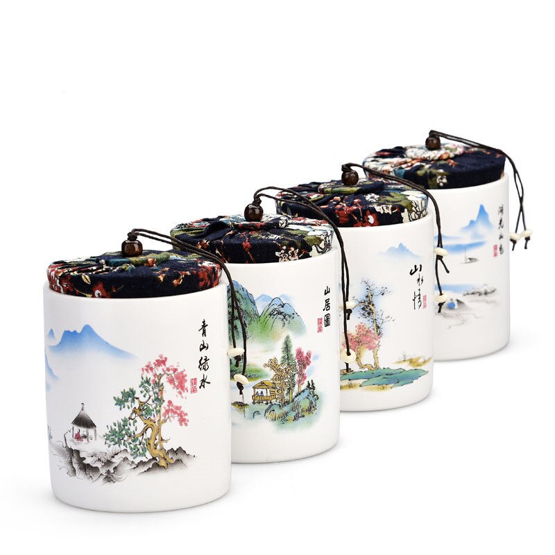 24 kleuren chinese inkt stijl theedoos met deksel groene thee opslagblikken snoeppot kantoor thuis koffie container doos porselein