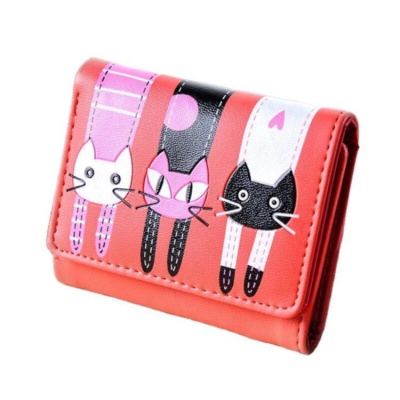 Women Cat Pattern Coin Purse Short Wallet Card Holders Handbag Women Long Clutch Wallet Large Capacity Wallets Phone Pocket Card