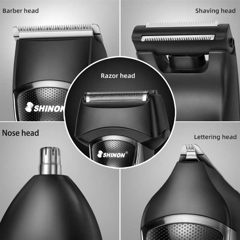 SHINON-Afeitadora eléctrica multifunción 5 en 1 para hombre, máquina de afeitar con hoja de acero ultrafina, resistente al agua, con recarga USB