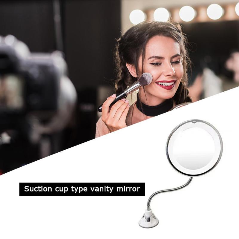 Led spejl makeup spejl med led lys makeup spejl sugekop 360 rotations bruser barbering makeup dugfri spejl