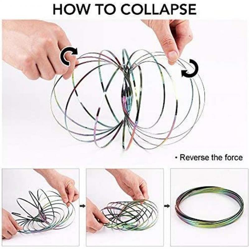 1Pc Kids Adults Decompression Fingertip Toy Magical Flow Ring 3D Spring Rings Interactive Kinetic Fingertip Anti-Stress Toy