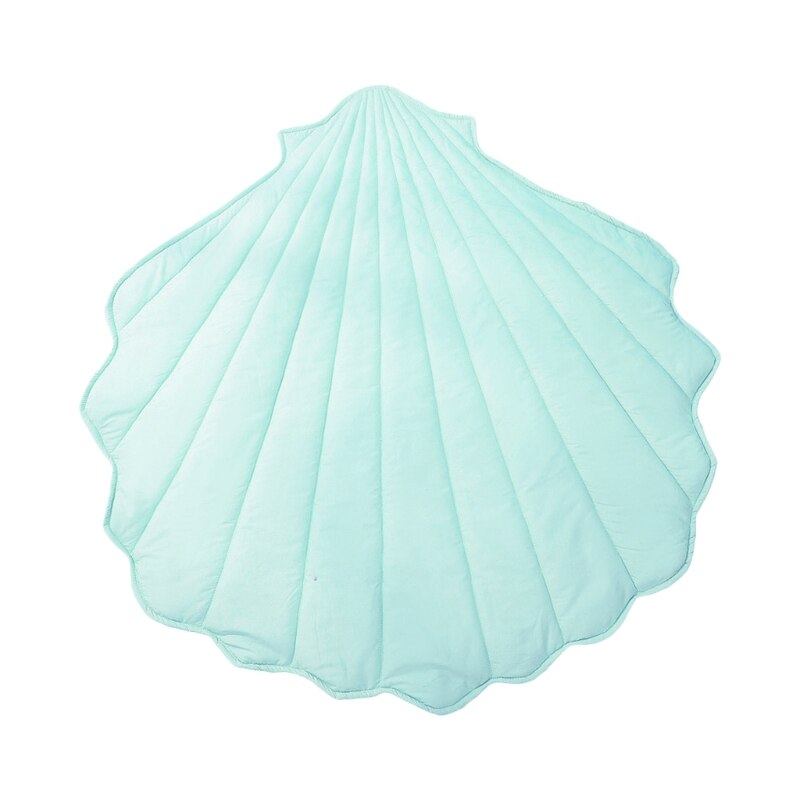 Alfombra de algodón para gatear para bebé recién nacido, manta con forma de concha, alfombra de juego para gatear, decoración para habitación de niño y Chico: Verde