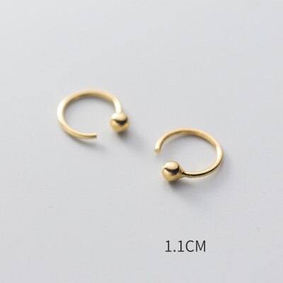 925 sterling sliver geometriske asymmetriske glatte hoop øreringe til kvinder små åbne huggies bøjler ørepiercing øreringe: 11mm guldfarve