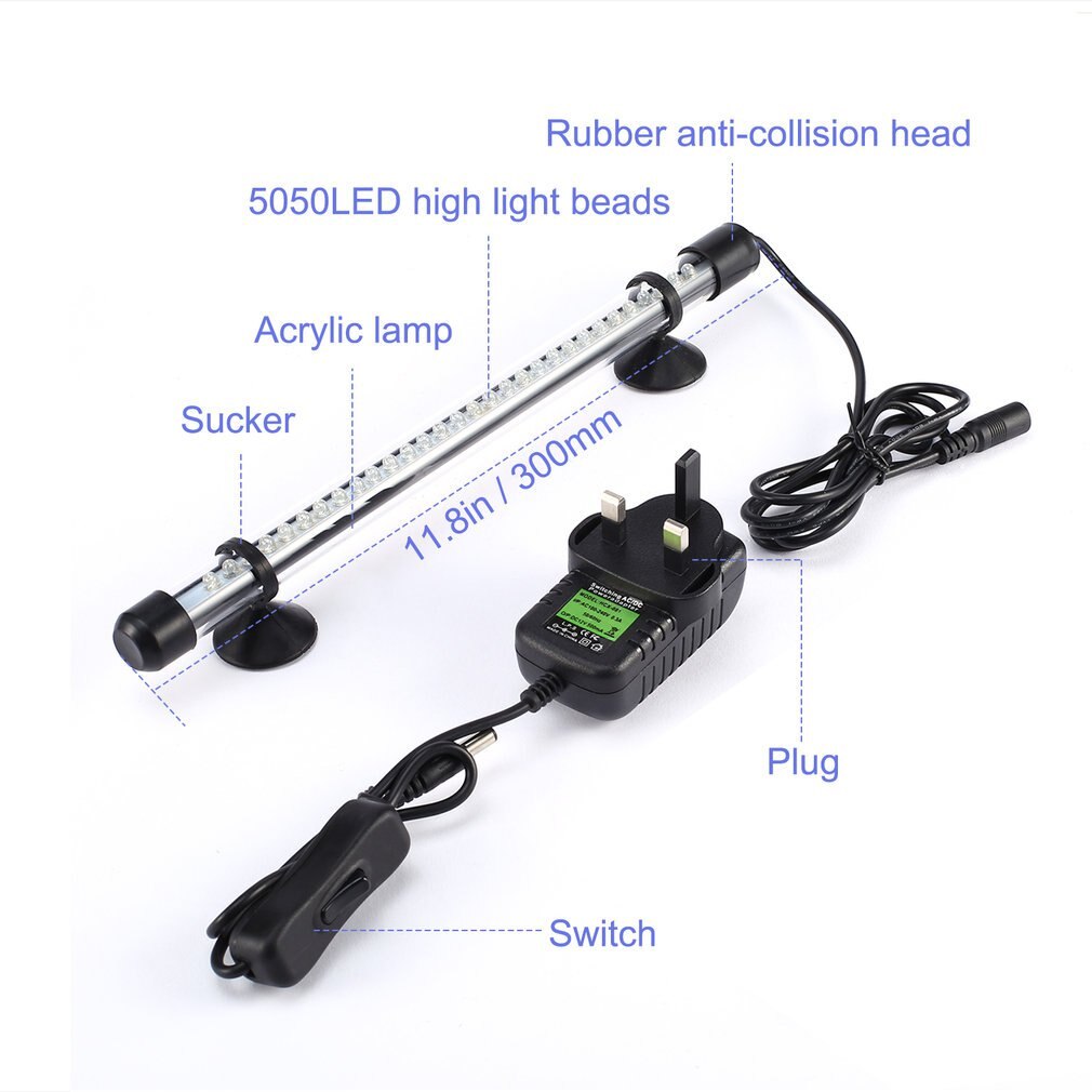 Led Aquarium Dompelpompen Lamp Aquarium Fish Tank Plant Dc 12V Led Licht Waterdicht IP68 Bar Lamp Aquarium Licht