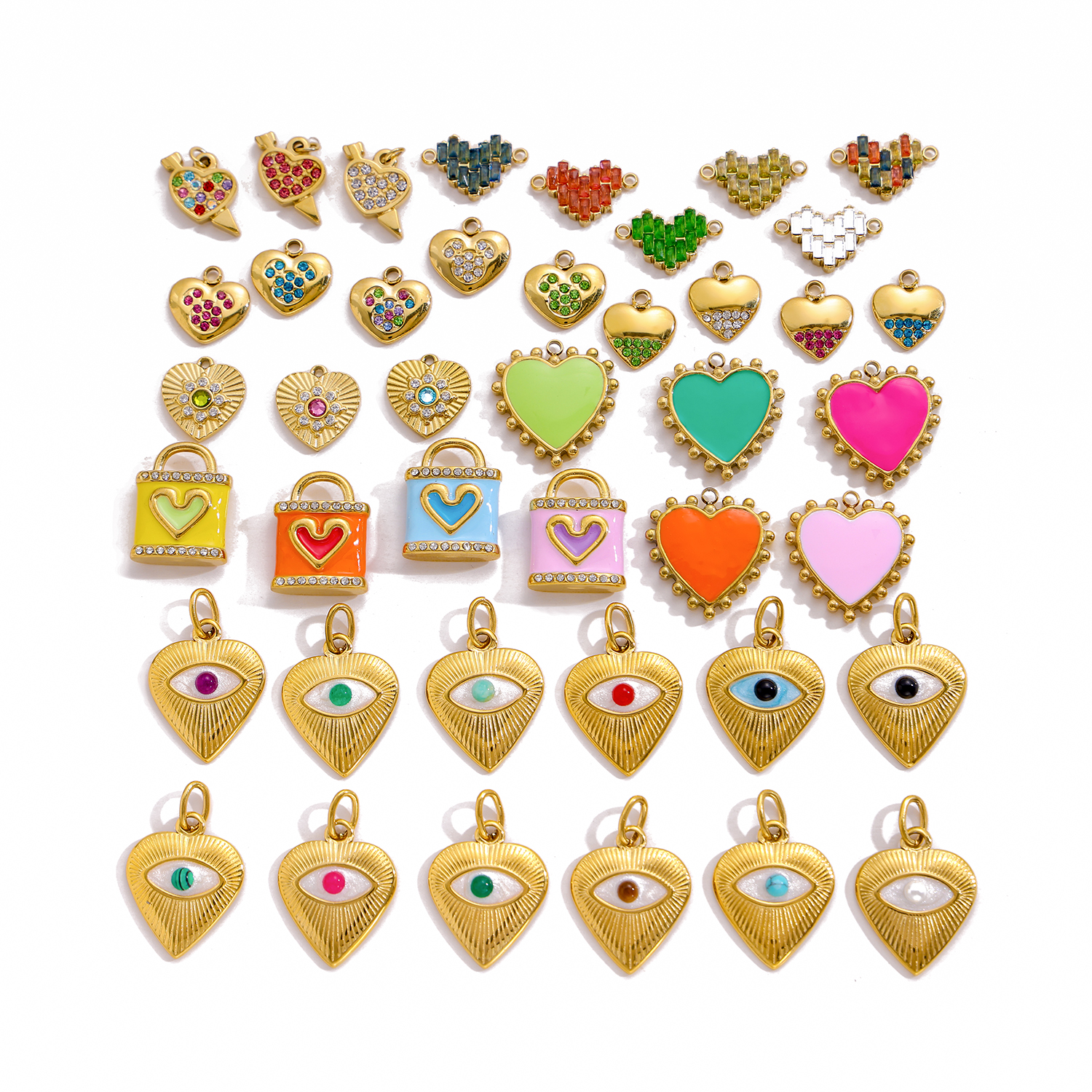 CARLIDANA-Breloques en acier inoxydable plaqué or, pendentif coeur rouge, goutte d'huile, déclaration de connaissance chaude, bijoux à bricoler soi-même pour la Saint-Valentin