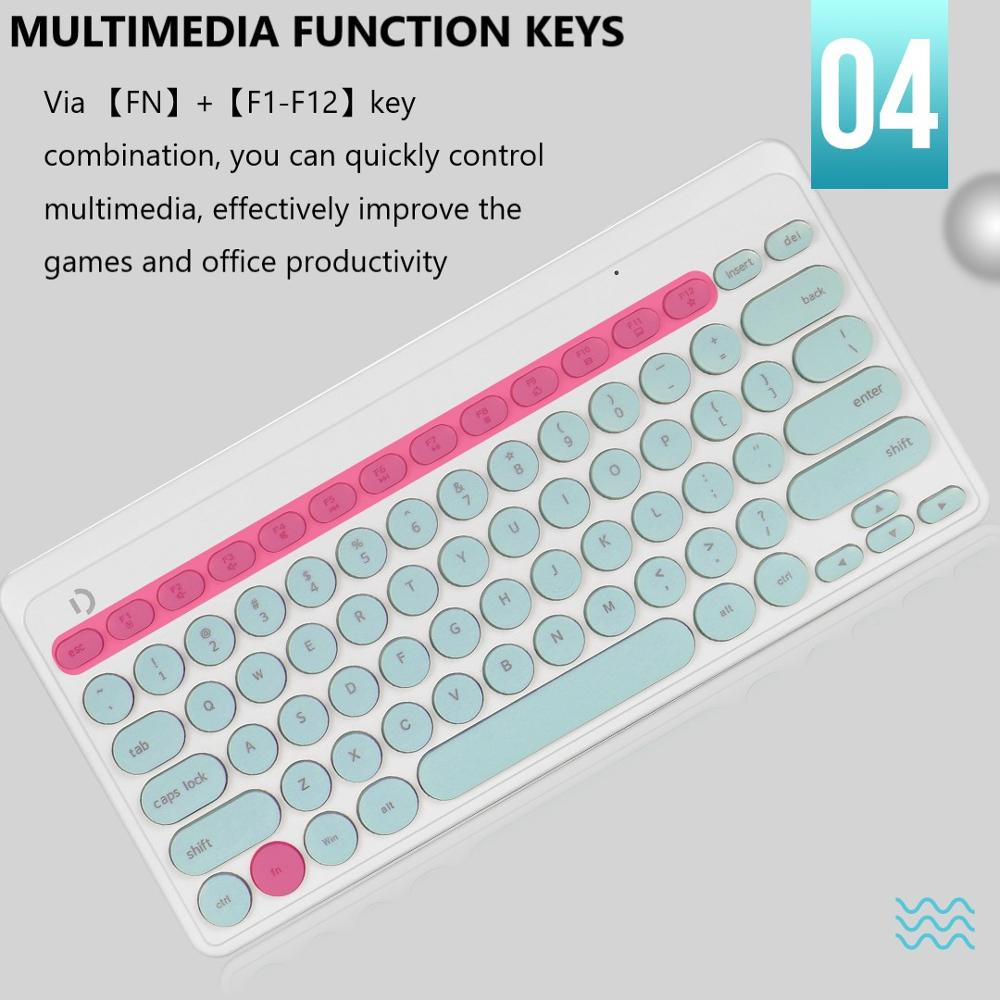 Wireless Keyboard and Mouse Combo Portable Silent Chocolate Key Ultra-Thin Cute Mini Keyboard Mice Set for Office Laptop PC