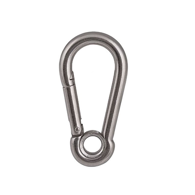 304 Stainless Steel Carabiners With Hole Climbing Gear Safety Snap Hooks Spring Buckle M4~M12 Connector Rings
