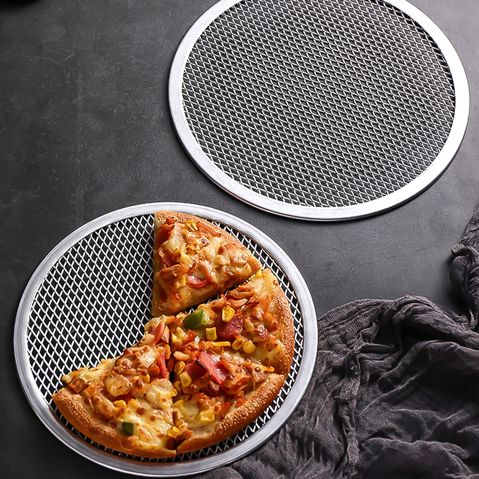 Pizza Pannen 6/8/9/10 Inch Bbq Grill Netting Toast Brood Bakken Lade Multi-Functionele Barbecue Plaat non-stick