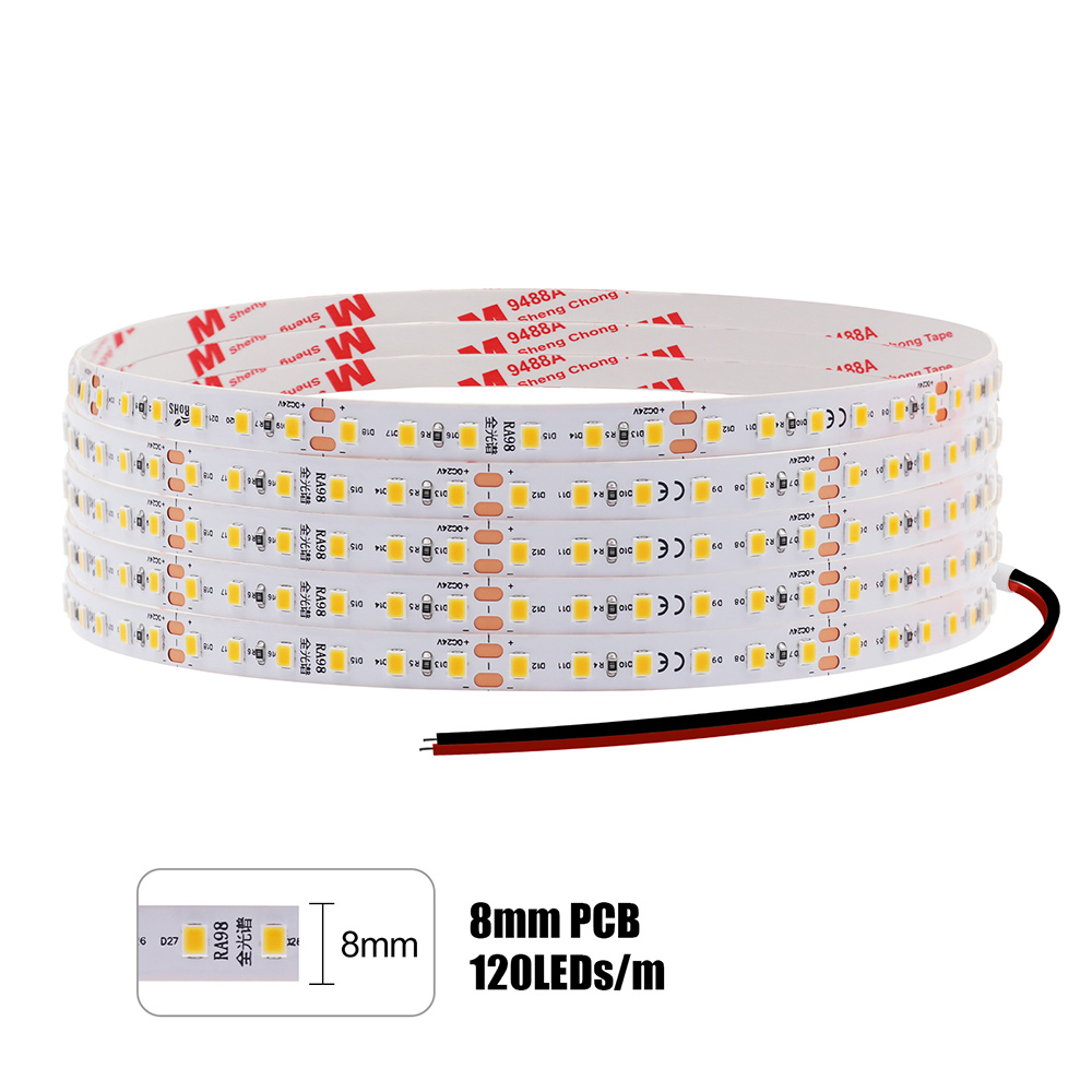 5mm 8mm 10mm pcb led-remsa  ra98 5m 10m 24v 2835 120 240 leds flexibel tejpbelysning 2700k 3000k 3500k 4000k 5000k 6000k: Vinröd / Grön / 10m